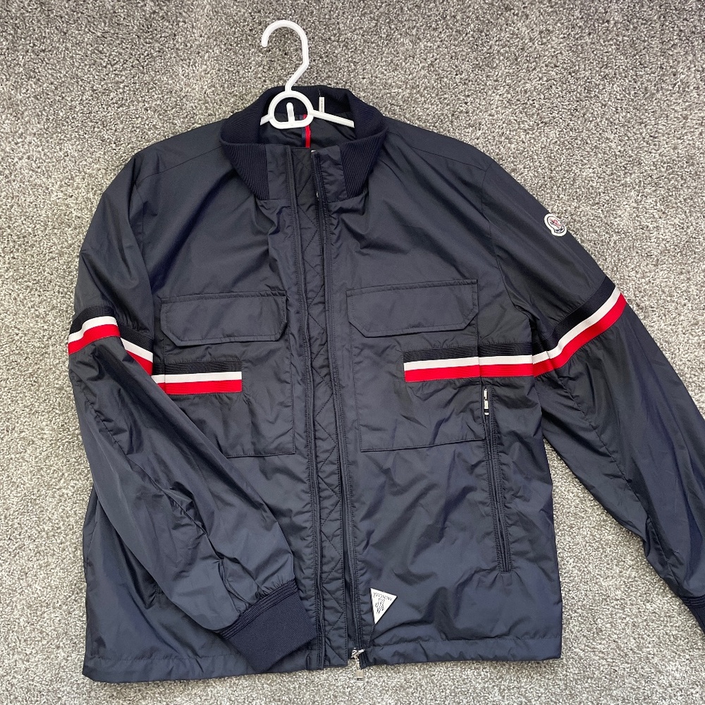 Moncler navy bomber jacket